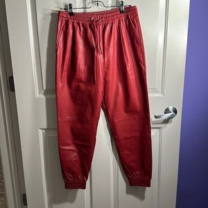 Zara red leather pants size M